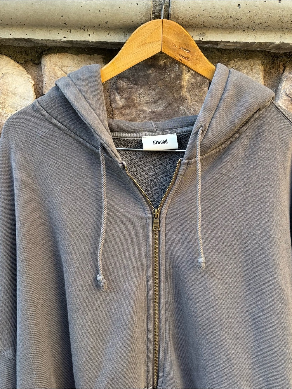Elwood Core Oversize Terry Full Zip Hoodie Mens Size XXL Organic Cotton Gray - Picture 2 of 7